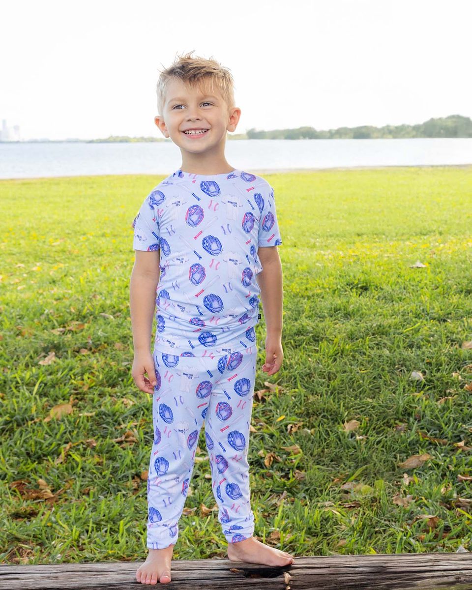 Lev Baby Lounge 2pc Pajamas in Homerun, two-piece set in neutral tones