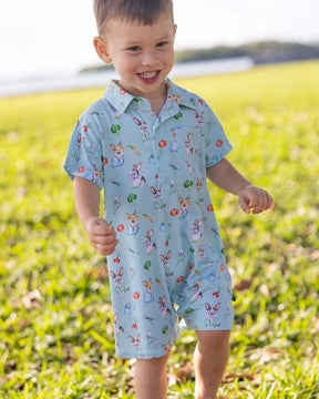 Michael Polo Romper by Lev Baby, refined tailored romper with polo styling