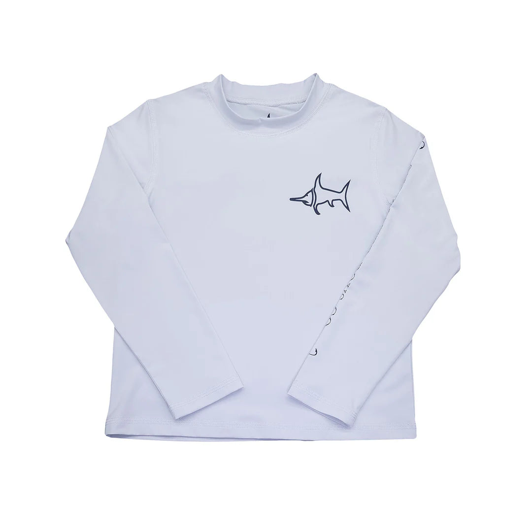 Tybee Rashguard in white by Saltwater Boys, UPF 50+ swim protection