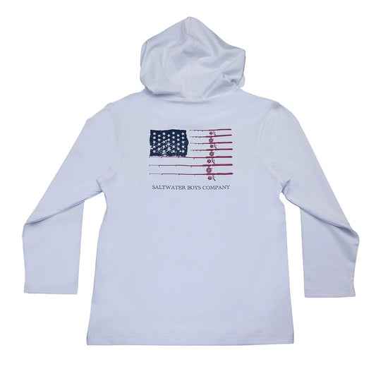 American Flag Performance Hoodie-White