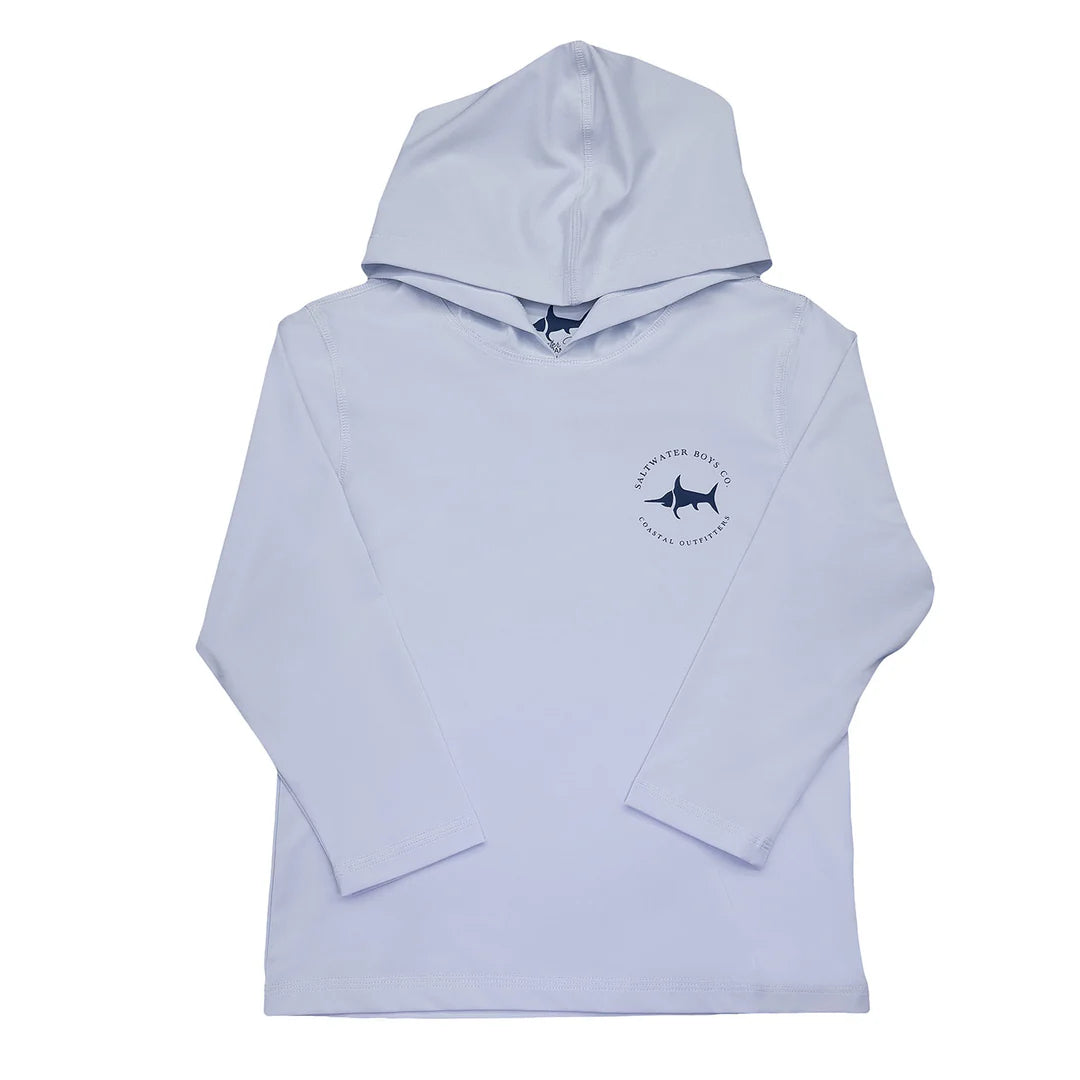 White American Flag Performance Hoodie with UPF 50+ sun protection by Saltwater Boys