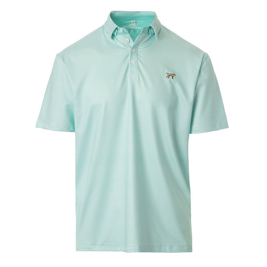 Fieldstone Diamond Polo in Mint—lightweight nylon-spandex blend with 4-way stretch