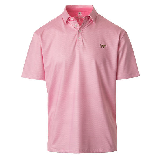 Fieldstone Diamond Polo in pink, 4-way stretch performance fabric, boys' refined apparel