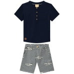 Navy blue two-piece short set by Milon for boys, refined and timeless design