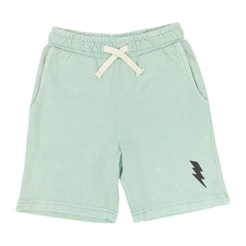 Bolt Shorts in light green by Tiny Whales, 100% cotton French terry