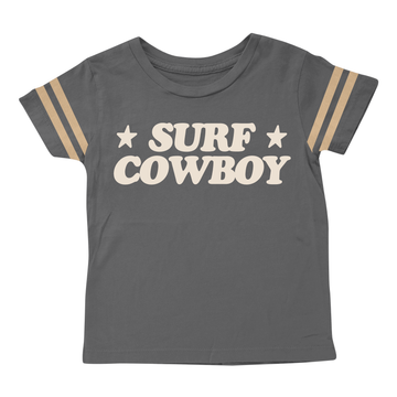 Surf Cowboy Tee in cream by Tiny Whales, featuring subtle coastal and Americana design elements