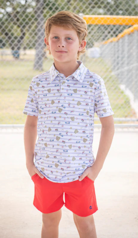7th Inning Stretch Polo short-sleeve shirt in Blue Quail colorway