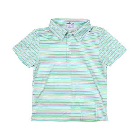Sherbet Stripe Polo SS Shirt-Blue Quail