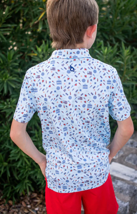 Stars & Stripes Polo SS Shirt-Blue Quail