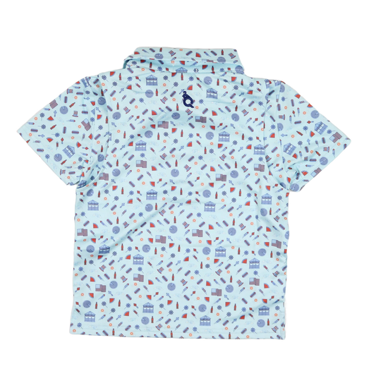 Stars & Stripes Polo SS Shirt-Blue Quail