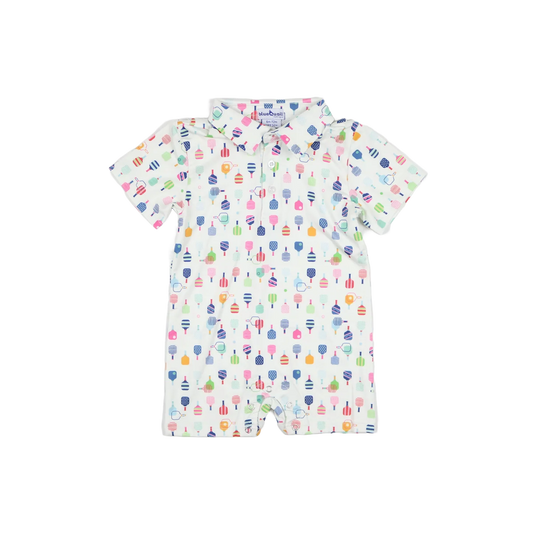 Pickleball Polo SS Romper-Blue Quail