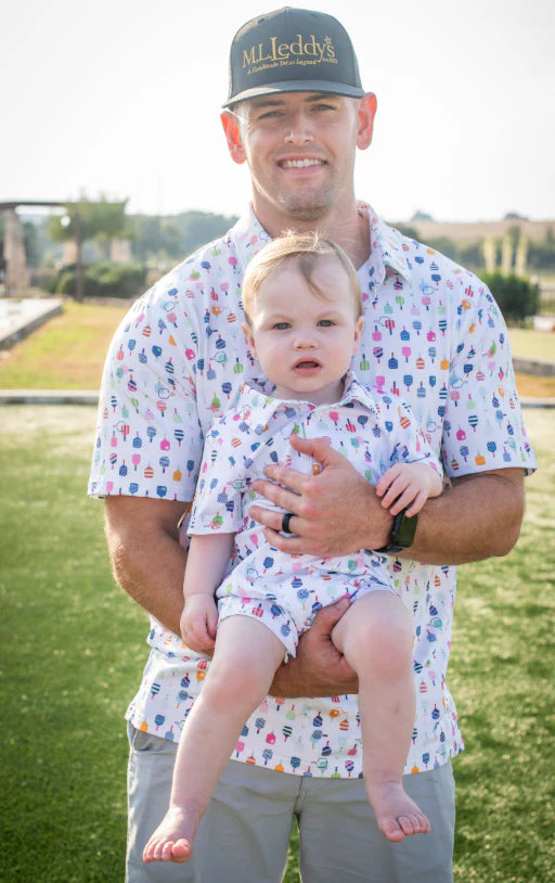 Pickleball Polo SS Romper-Blue Quail