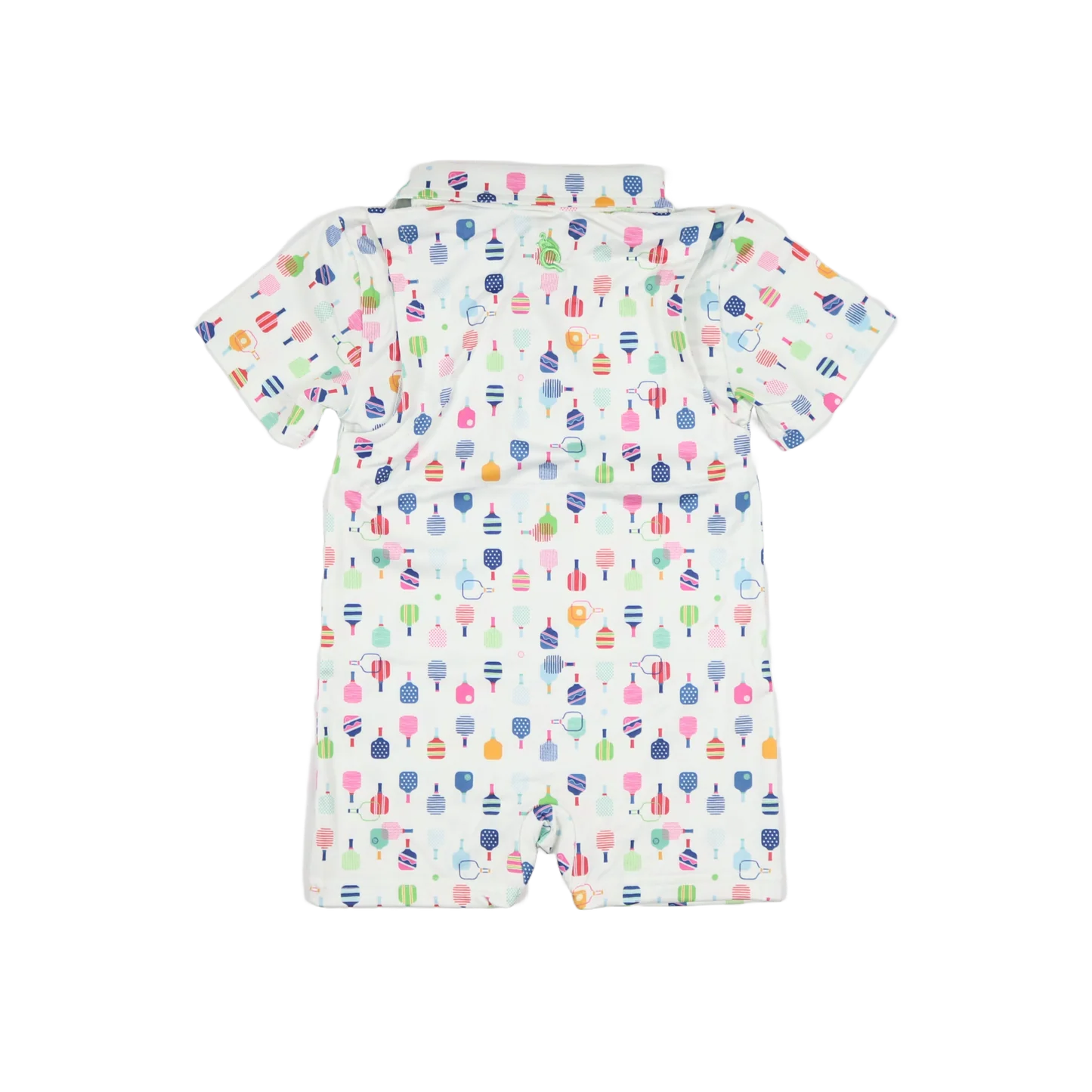Pickleball Polo SS Romper-Blue Quail