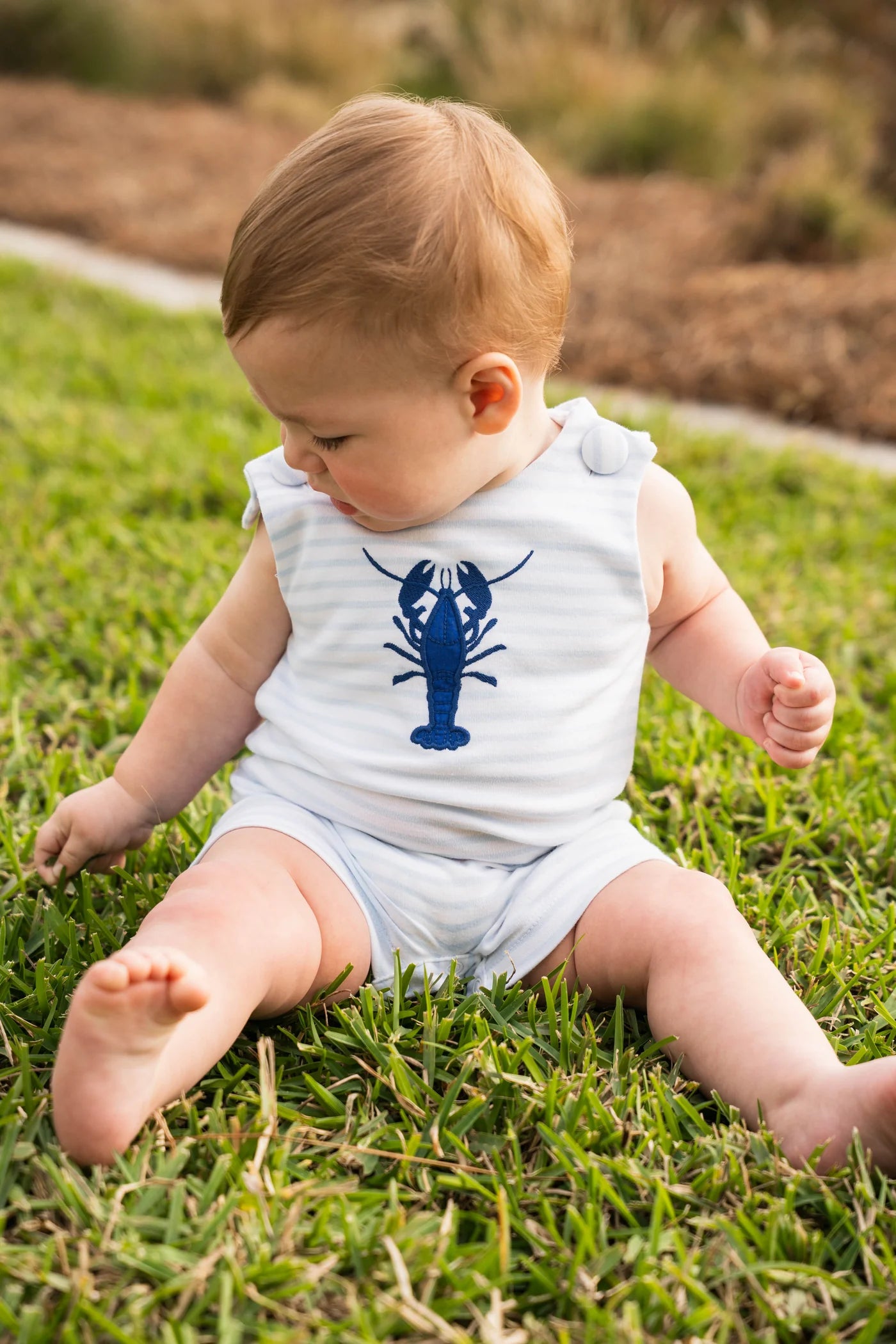 Lobster Shortall, Light Blue Stripes-Saltwater Boy