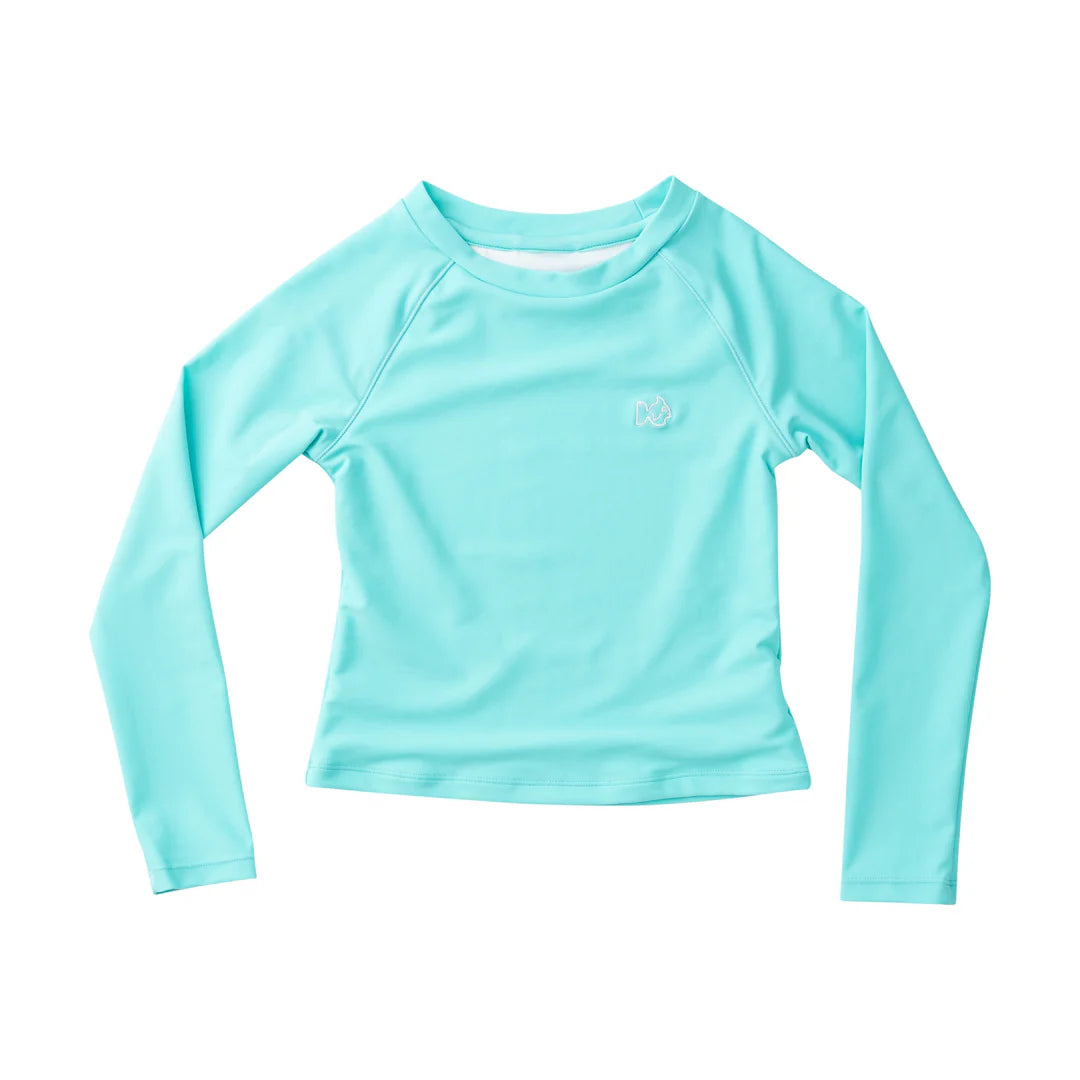 Vibrant aqua Reef long sleeve rashguard shirt by Prodoh with UPF 50+ sun protection