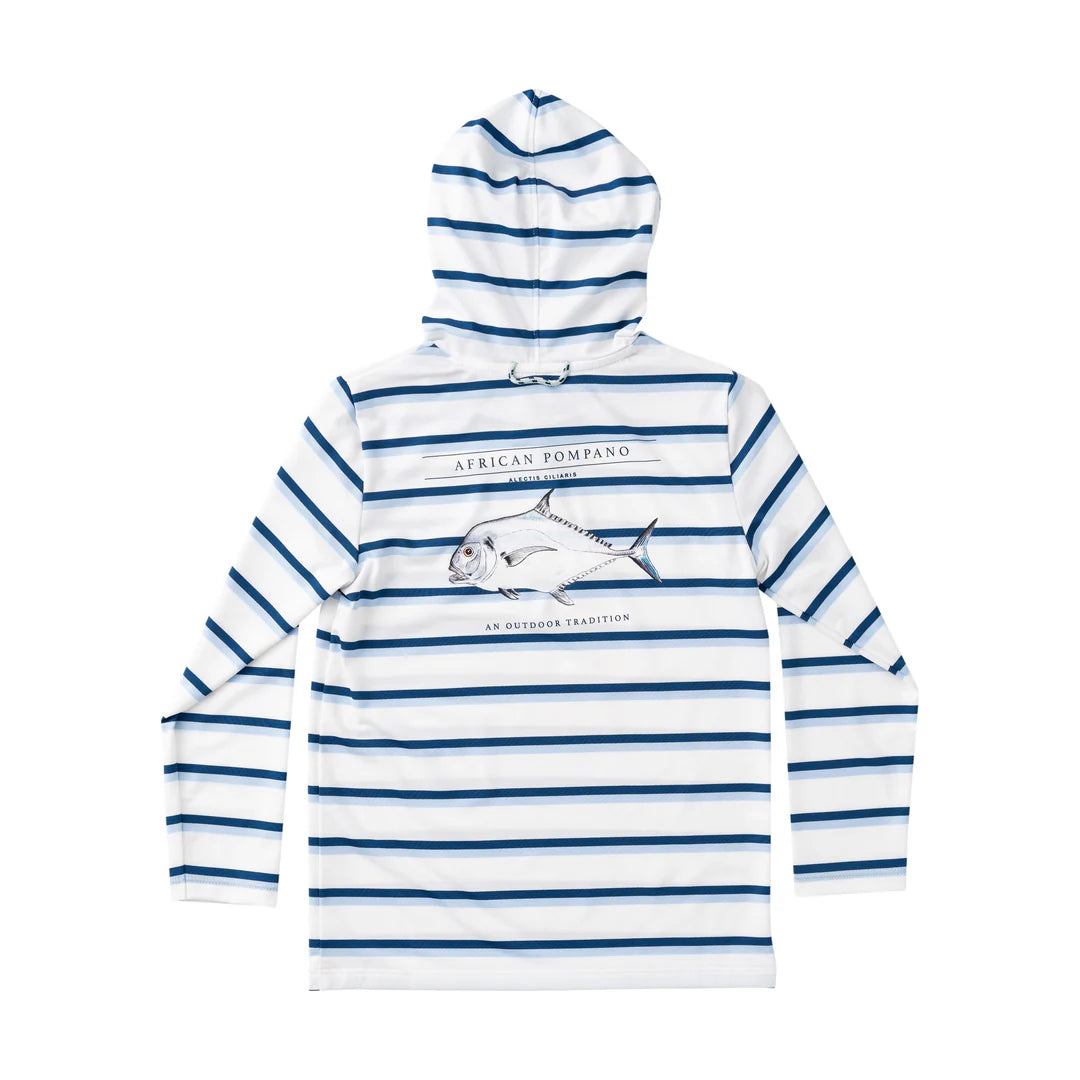Pro Performance LS Hoodie T-Shirt-Navy Stripe African Pompano-Prodoh