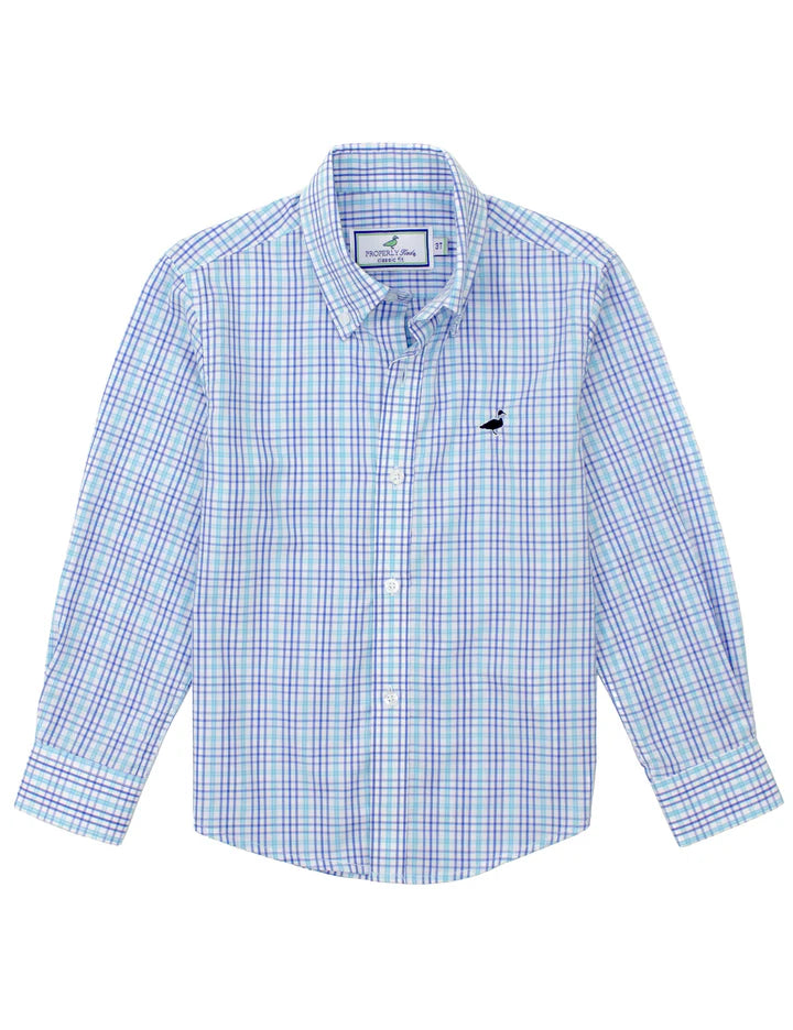 Properly Tied Seasonal Sportshirt in Deane Check plaid, premium bamboo-polyester blend