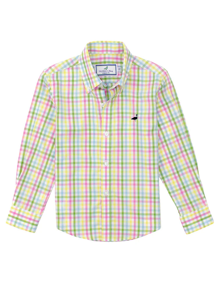 Properly Tied Seasonal Sportshirt in classic plaid, lightweight bamboo-polyester blend