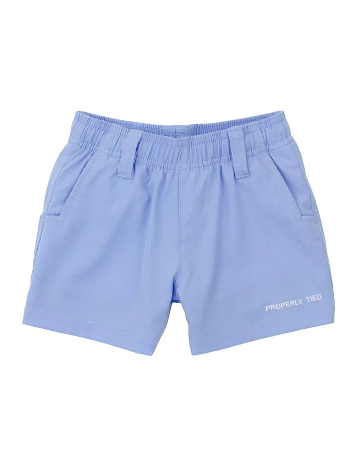 Pintail Shorts in sky blue by Properly Tied, performance boys' shorts