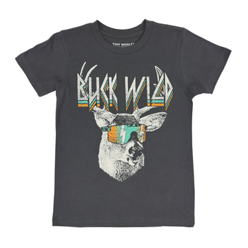 Buck Wild Tee in natural cotton by Tiny Whales, crew neck style