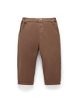 Purebaby Classic Chino in Oak, organic cotton twill with adjustable waist and wood-look button