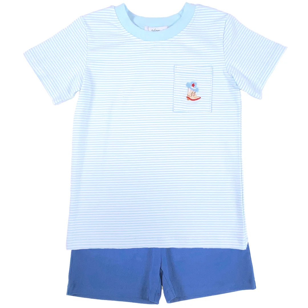 Ishtex cowboy two-piece short set in refined western style