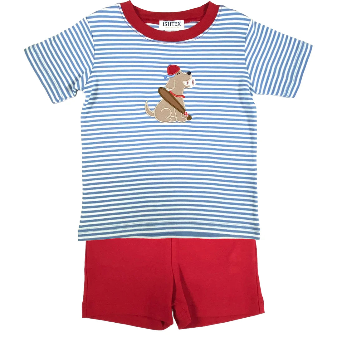 Ishtex baseball two-piece short set in coordinated neutral tones