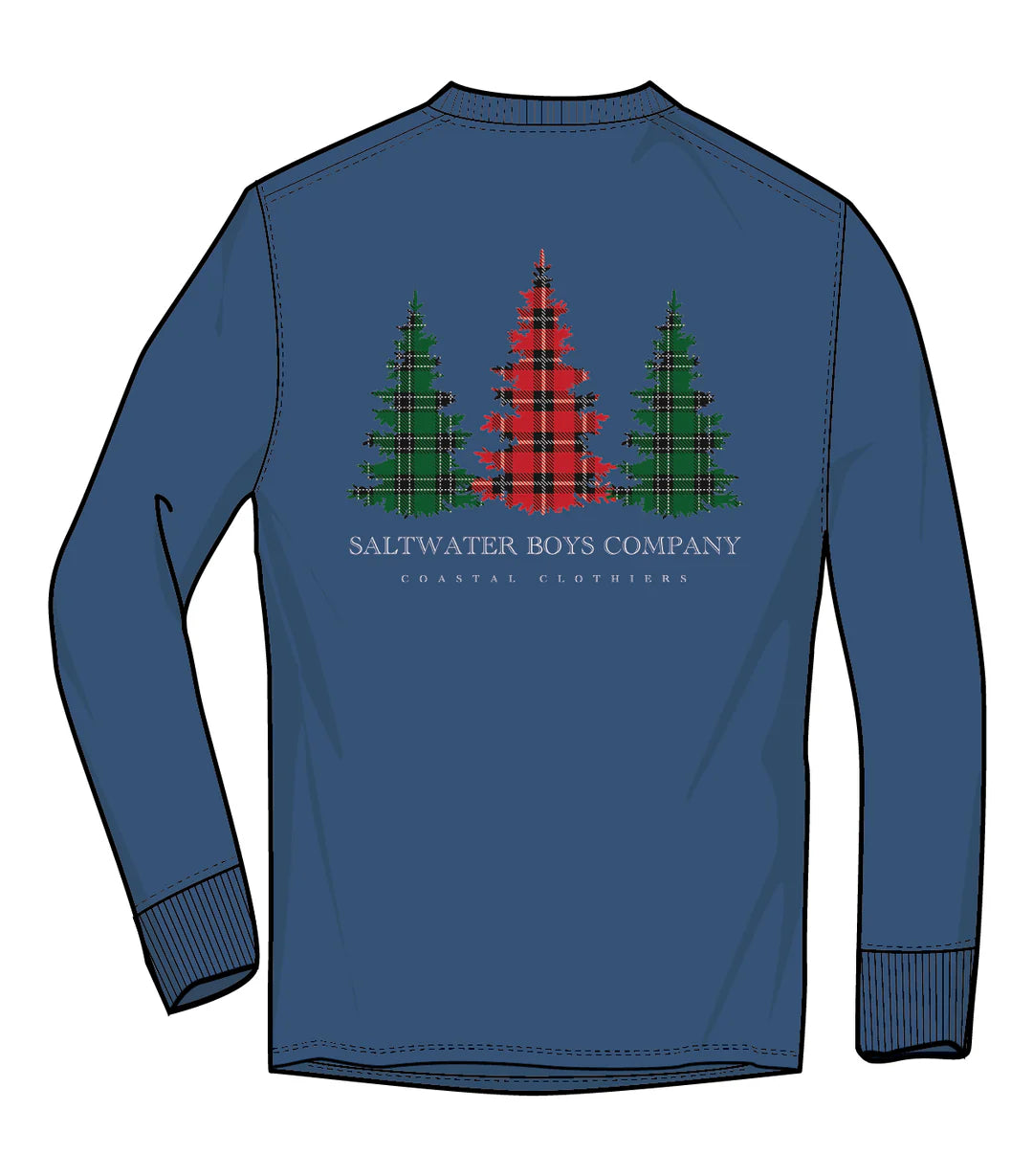 Plaid Christmas Trees LS Tee (Saltwater Boys)