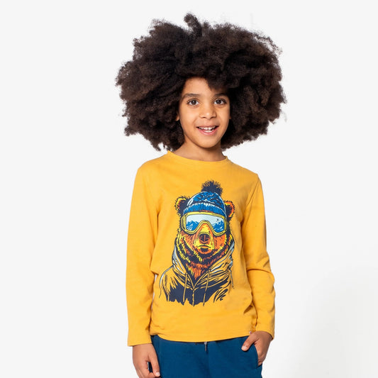 Ski Bear Long Sleeved Tee in neutral tone by Appaman