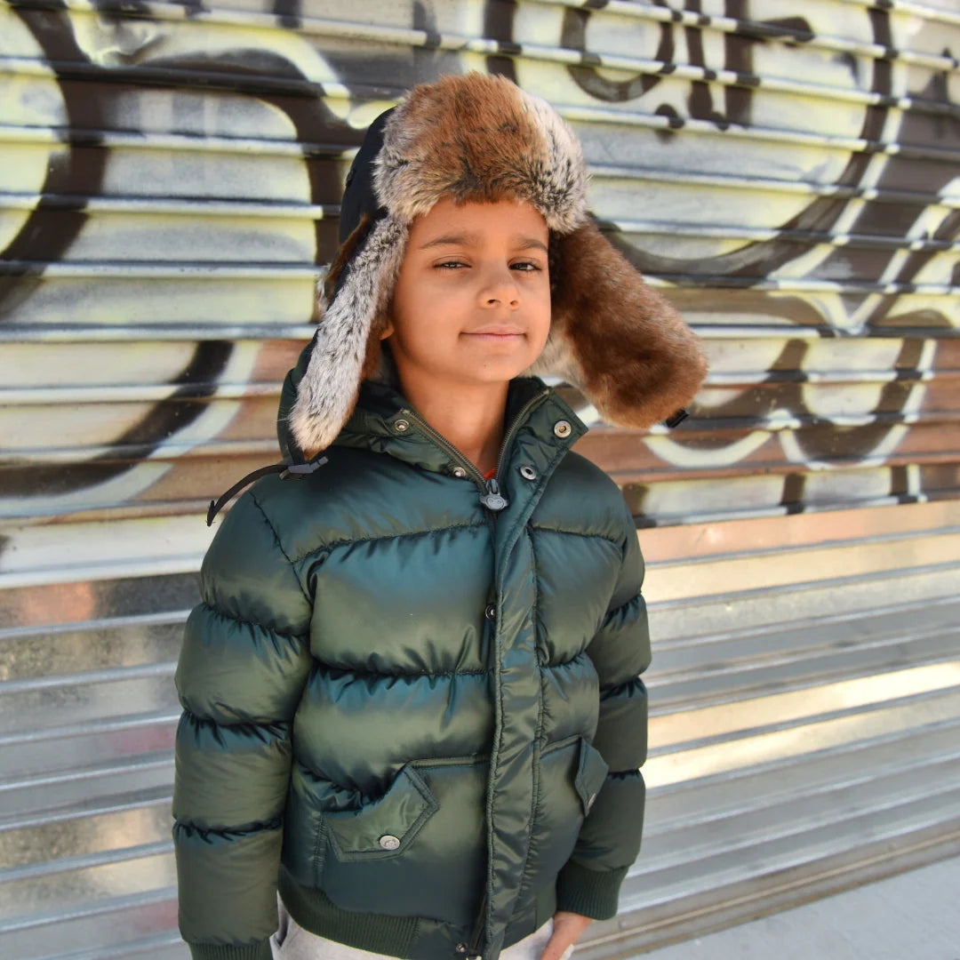 Benji Aviator Hat in Eclipse by Appaman—water-resistant winter hat with faux fur lining and adjustable ear flaps