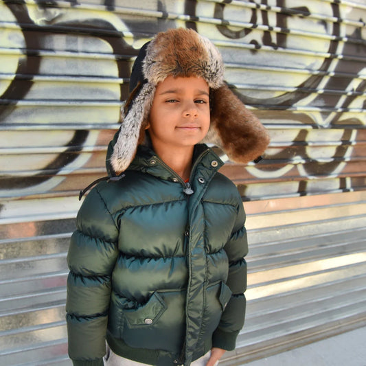 Benji Aviator Hat in Eclipse by Appaman—water-resistant winter hat with faux fur lining and adjustable ear flaps