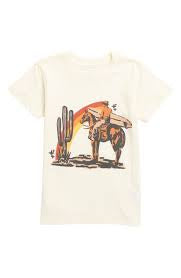 Tiny Whales Surf Cowboy T-Shirt in natural and stone blue cotton raglan