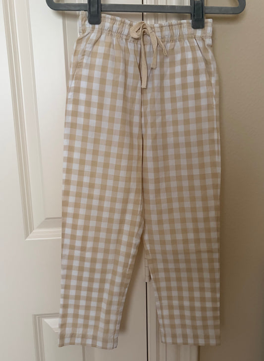 BENNETT PANT - TAN GINGHAM