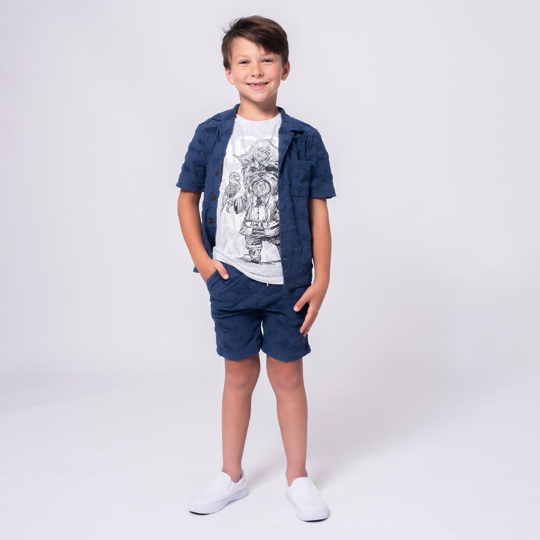 Resort Shorts- Navy Blue Shark
