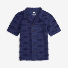 Load image into Gallery viewer, Resort Shirt- Navy Blue Shark
