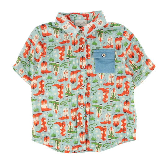 JERRY PRINTED BUTTON UP HOWDY