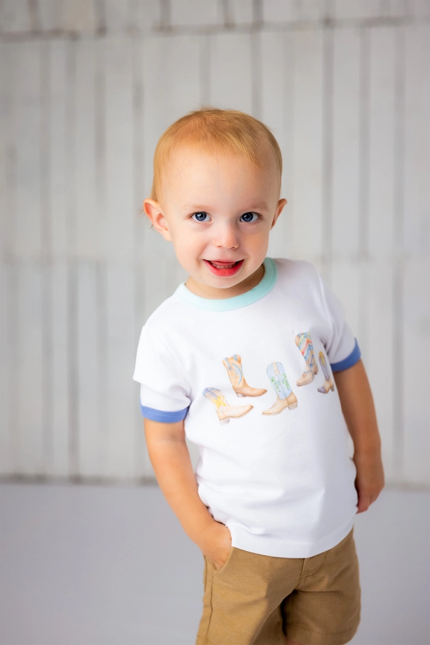 Nola Tawk Giddy Up short-sleeve t-shirt in organic cotton with contrasting trim