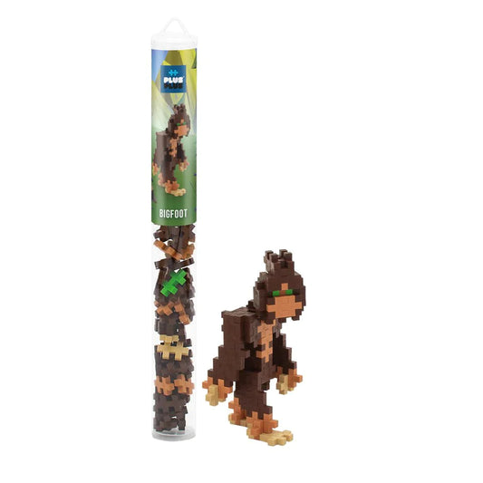 Plus-Plus Bigfoot building set with 70 interlocking pieces in warm tones and reusable travel tube