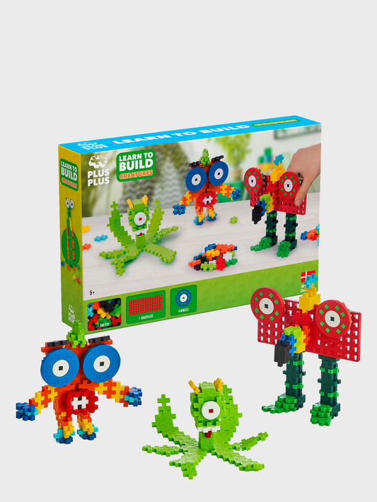 Plus-Plus Learn to Build Creatures 240-piece building set with colorful interlocking pieces