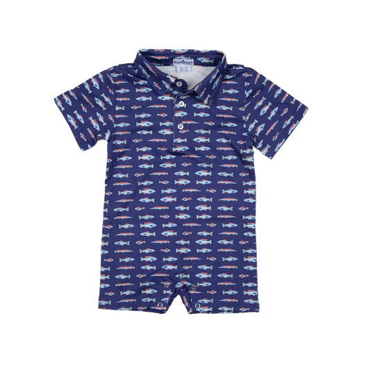 Freshwater SS Romper-Blue Quail