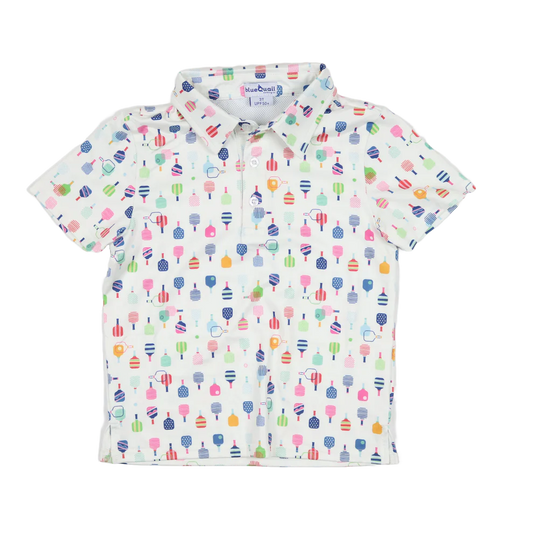 Men’s Pickleball Polo SS Shirt-Blue Quail