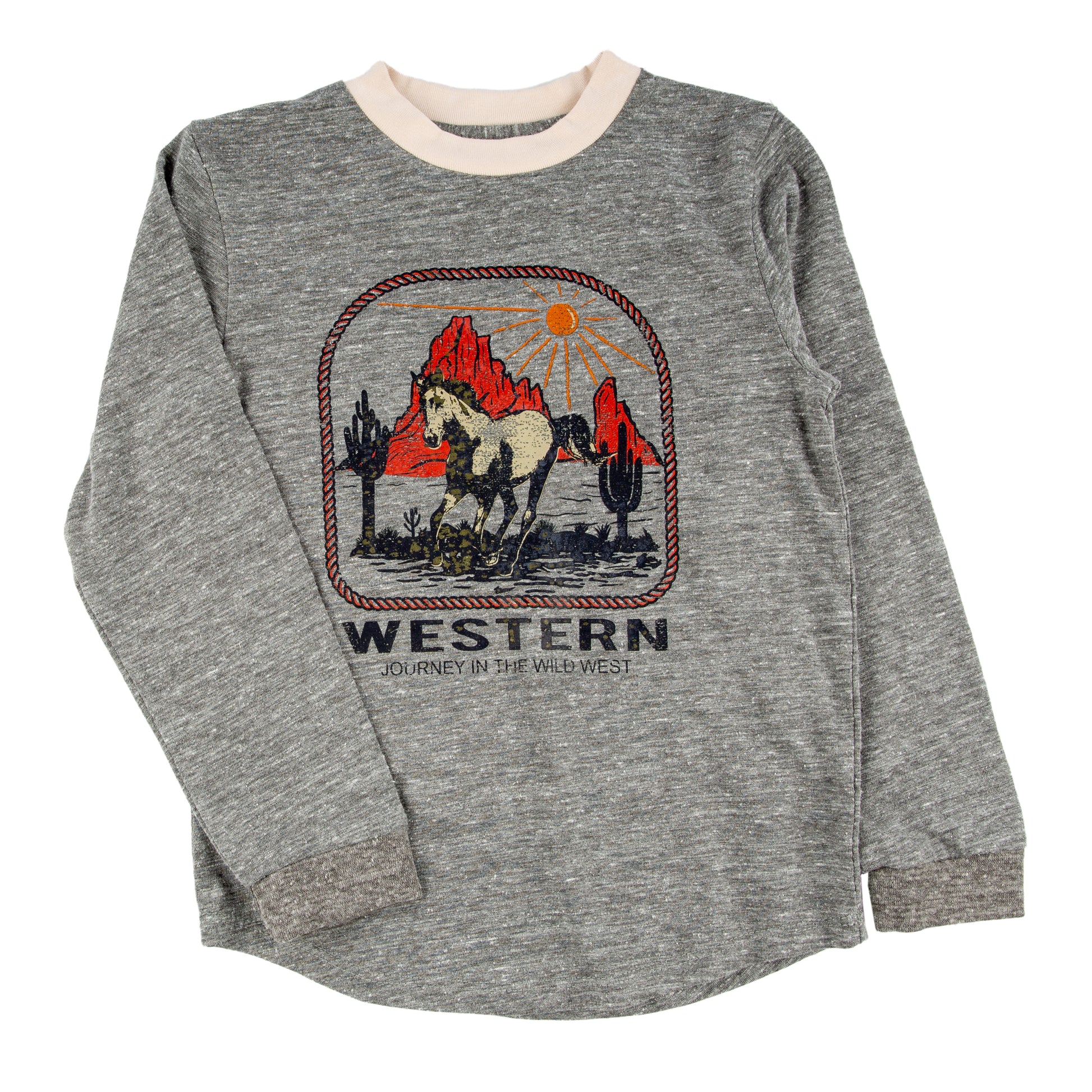 Harvey LS-Wild Horses long-sleeve t-shirt by Miki Miette in neutral tone