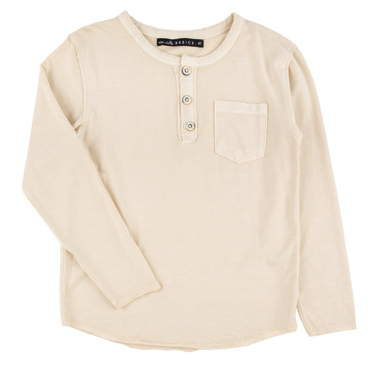 Buzz Henley in oatmeal by Miki Miette, refined boys' henley
