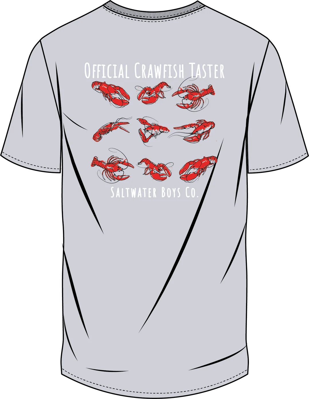 Bayou Crawfish Tee in pima cotton by Saltwater Boys, coastal-inspired design