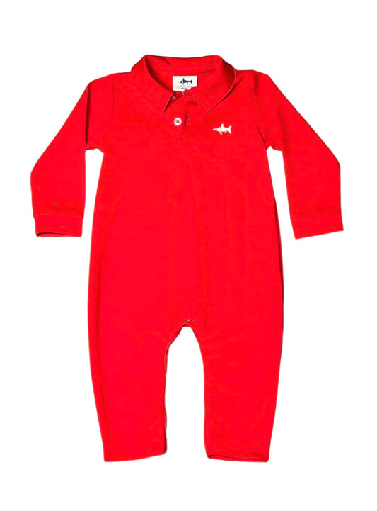 Signature Polo Romper - Red