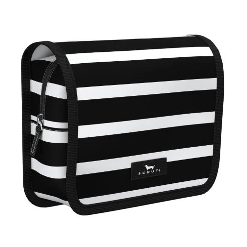 Scout Fleetwood Black pouch with magnetic closure and dual interior zipper compartments