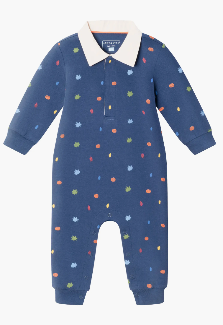Fall Themed Rugby Romper-Andy & Evan