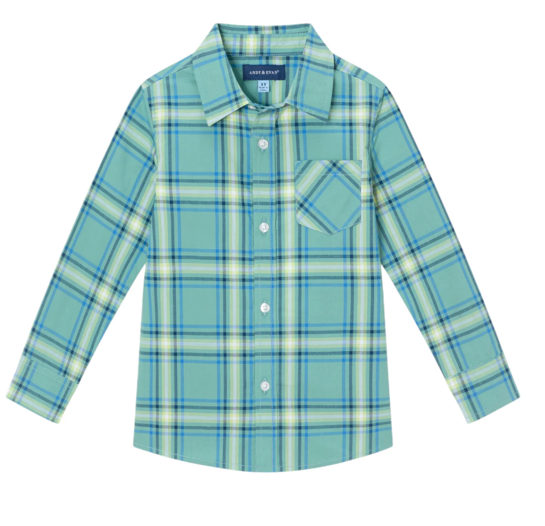 Plaid Buttondown Shirt-Green