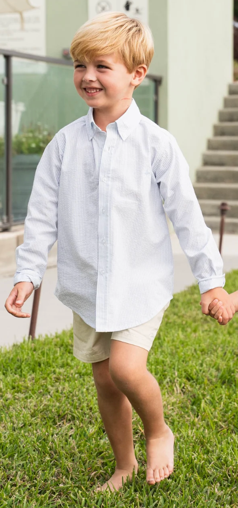Carter Oxford Shirt-Light Blue Seersucker