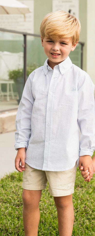 Carter Oxford Shirt-Light Blue Seersucker